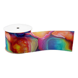 Ruban En Satin Rainbow Agate | Vibrant Abstract Stone Pattern