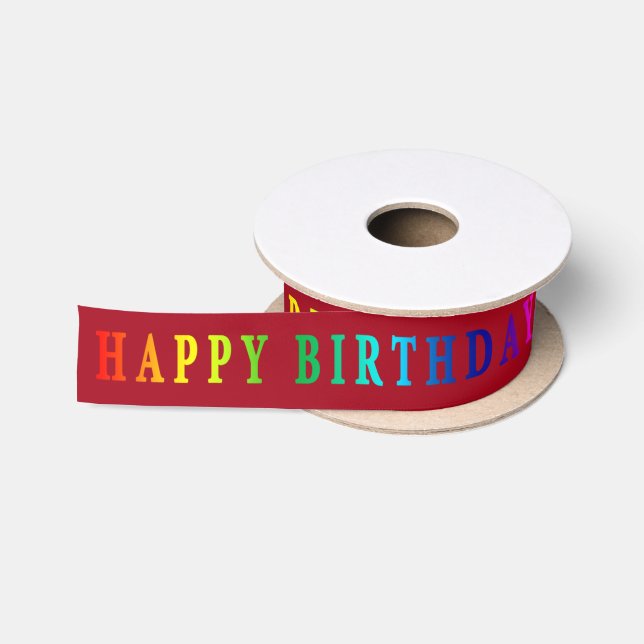 Ruban En Satin Rainbow Joyeux anniversaire Satin Ruban (Bobine)