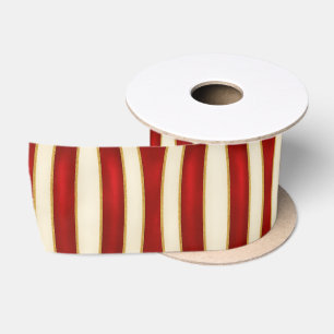 Ruban En Satin Rayure dorée rouge - Noël moderne