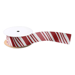 Ruban En Satin Rayure rouge de menthe poivrée