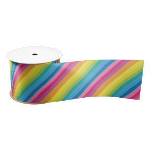 Ruban En Satin Rayures arc-en-ciel