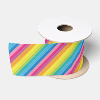Ruban En Satin Rayures arc-en-ciel