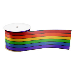 Ruban En Satin Rayures arc-en-ciel