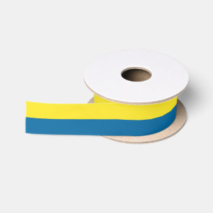 Ruban En Satin Rayures Bleu et jaune Personnalisable