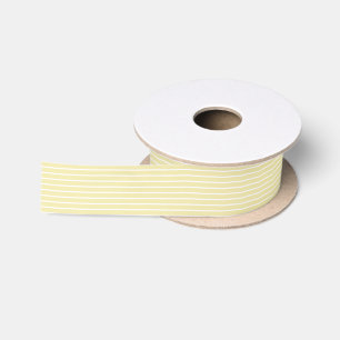 Ruban En Satin Rayures Classiques Blanc - Jaune Beurre