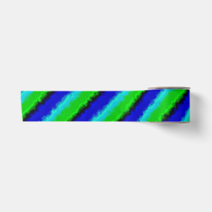 Ruban En Satin Rayures de verre brisé bleu vert