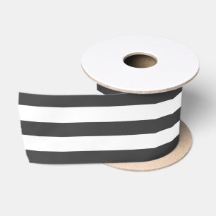 Ruban En Satin Rayures horizontales noires et blanches