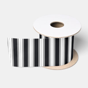 Ruban En Satin rayures noires, grises et blanches