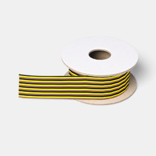 Ruban En Satin Rayures noires, jaunes et Brown