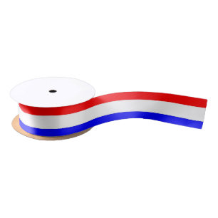 Ruban En Satin Rayures rouges, blanches et bleues
