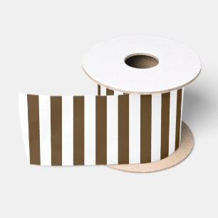 Ruban En Satin Rayures verticales de brun et blanches