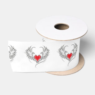 Ruban En Satin Red Angel Coeur avec ailes