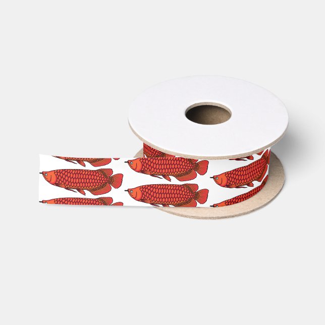 Ruban En Satin Red Arowana fish cartoon (Bobine)