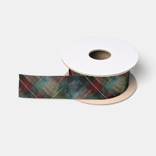 Ruban En Satin Red Green Plaid Stripes Christmas (Bobine)