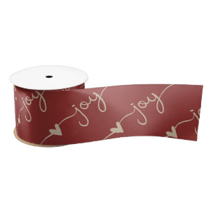 Ruban En Satin Red manuscrit Joy Hearts Noël