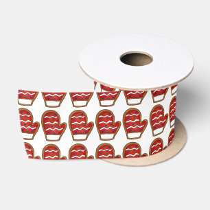 Ruban En Satin Red Mitten Sucre Cookie Noël Pâtisserie