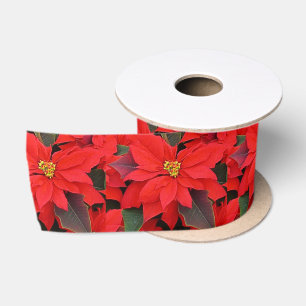 Ruban En Satin Red Poinsettias I Christmas Holiday Floral Photo