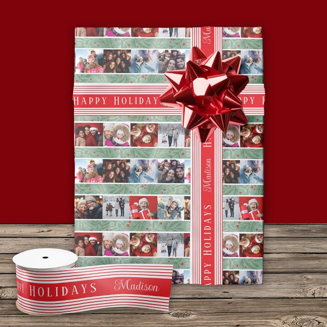 Ruban En Satin Red Stripe Joyeuses Fêtes (Créateur téléchargé)