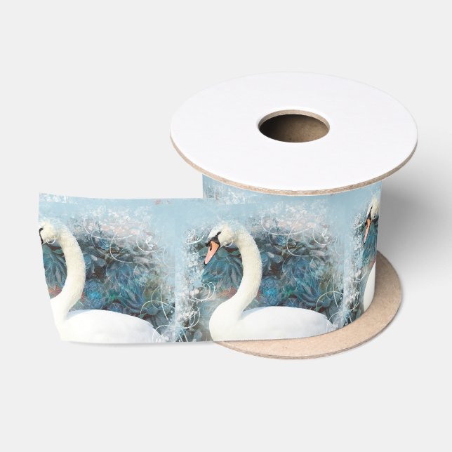 Ruban En Satin Remous floral de cygne (Bobine)