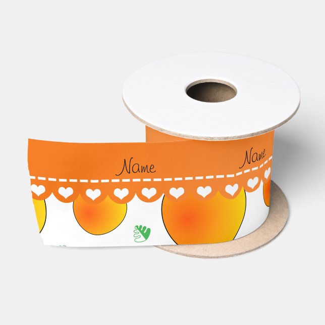 Ruban En Satin Remous vert personnalisé de feuille de pêches (Bobine)