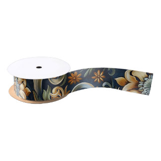 Ruban En Satin Renaissance italienne en bleu