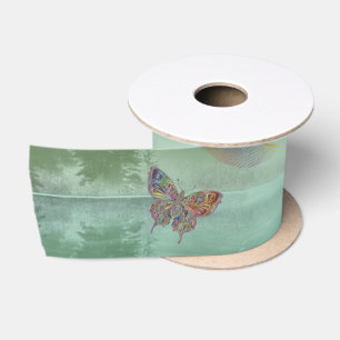 Ruban En Satin Respire le papillon Feuille Green Mountain