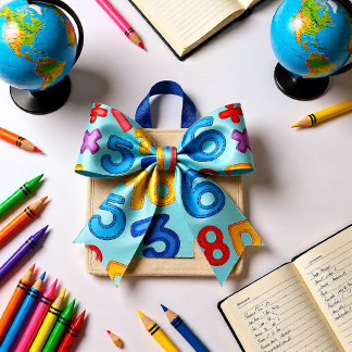 Ruban En Satin Retour aux chiffres scolaires en bleu clair arrièr