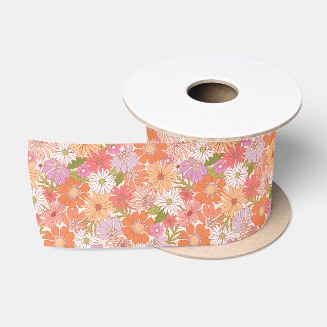 Ruban En Satin Retro Daisy Garden (Bobine)