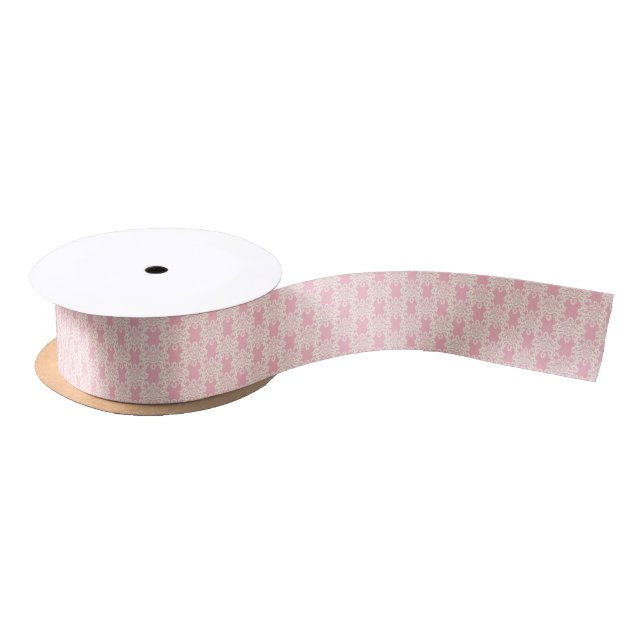 Ruban En Satin Rétro damassé florale (Bobine)