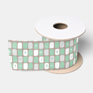 Ruban En Satin Retro Jade Starbursts Satin Ribbon