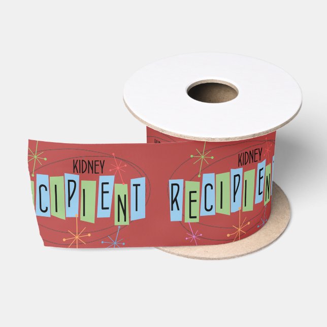 Ruban En Satin Retro Kidney Destinataire avec arrière - plan roug (Bobine)