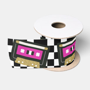 Ruban En Satin Ribbon cadeau pour cassette rétro rose chaud