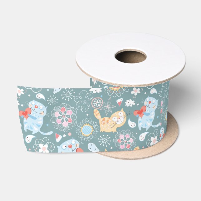 Ruban En Satin Ribbon Cute Cats (Bobine)