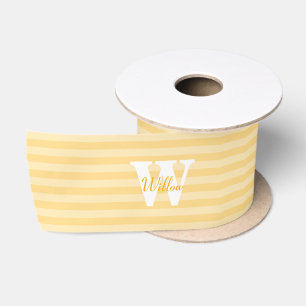 Ruban En Satin Ribbon de satin en bande jaune monogramme