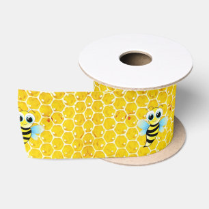 Ruban En Satin Ribbon jaune abeille et bosse