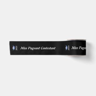 Ruban En Satin Ribbon Miss America Blue Crown Satin