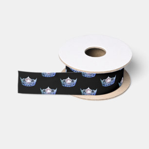 Ruban En Satin Ribbon Miss America Blue Crown Satin