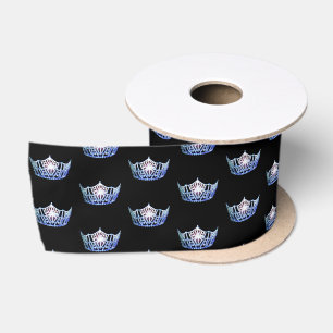 Ruban En Satin Ribbon Miss America Blue Crown Satin