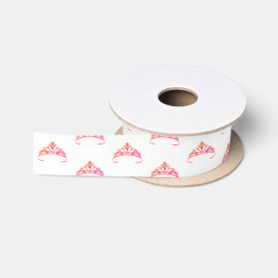 Ruban En Satin Ribbon Miss America Pink/Orange Tiara Crown Satin