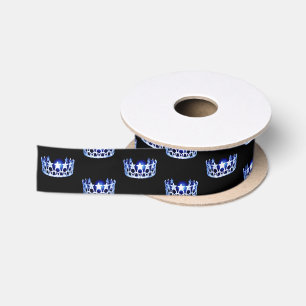 Ruban En Satin Ribbon Miss USA Blue Star Crown Satin