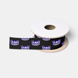 Ruban En Satin Ribbon Miss USA Purple Star Crown Satin