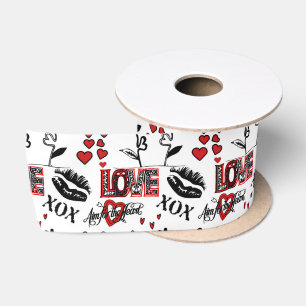 Ruban En Satin Ribbon rouge noir blanc valentin