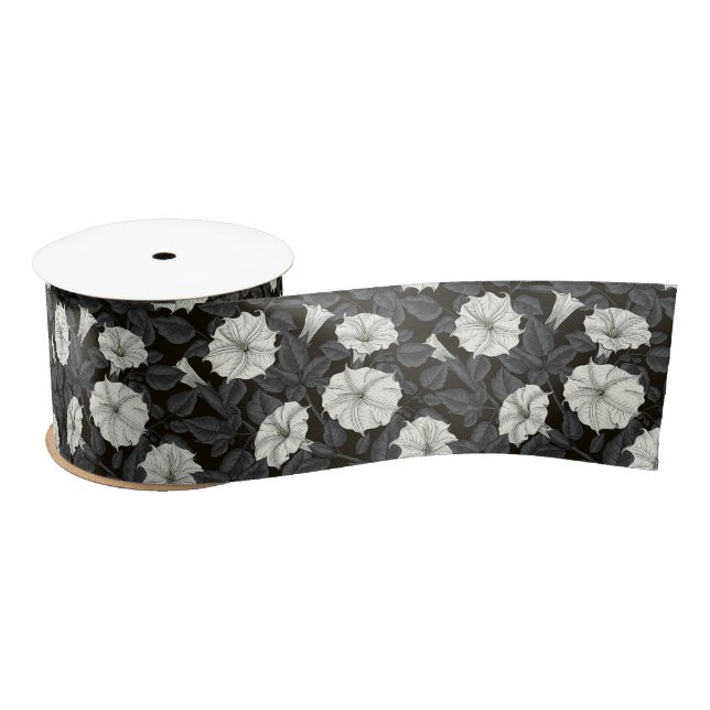 Ruban En Satin Ribbon Satin Moonflowers (Bobine)