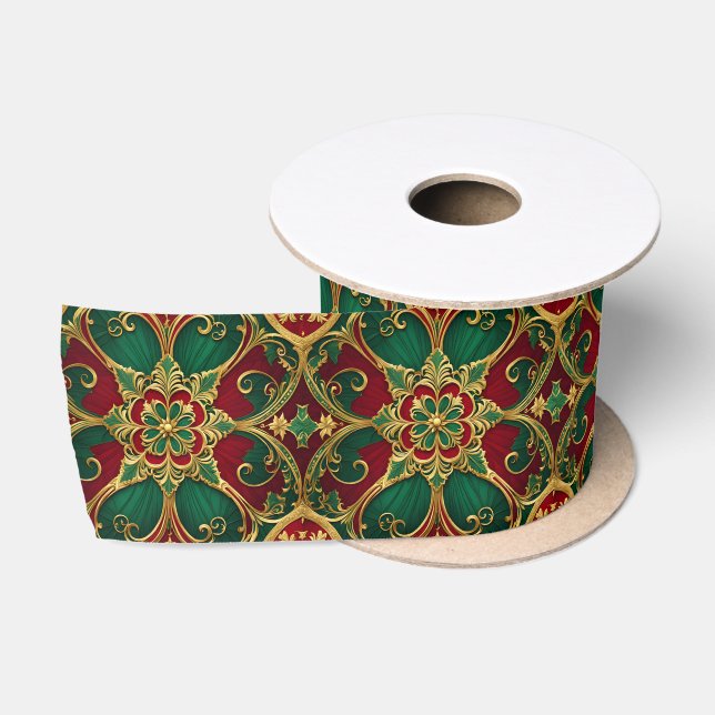 Ruban En Satin Ribbon vert rouge Noël Satin (Bobine)