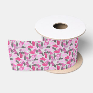 Ruban En Satin Rose animal de camouflage de silhouette