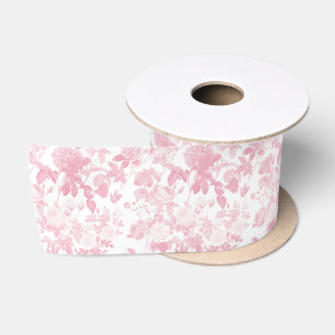 Ruban En Satin Rose blanc rose Chinoiserie Motif