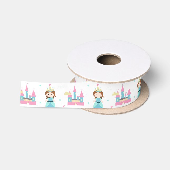 Ruban En Satin Rose Blue Princess Castle Girl (Bobine)