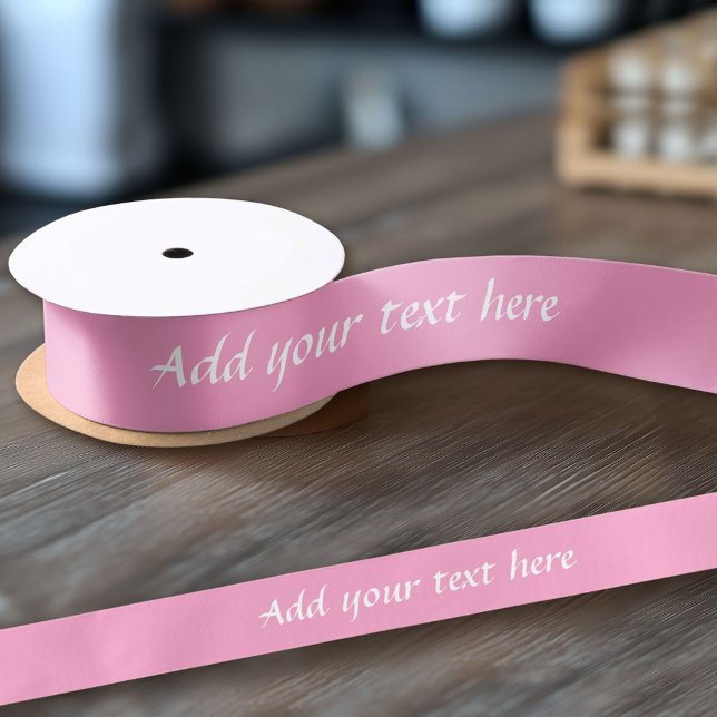 Ruban En Satin Rose Créez votre propre - Faites-le Calligraphie (Custom Ribbon on a Roll - Personalize this ribbon with you text)