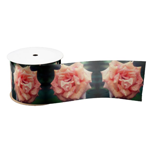 Ruban En Satin Rose De Pêche En Fleur (Bobine)