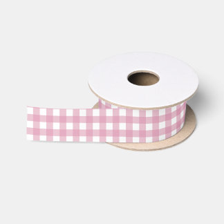 Ruban En Satin Rose et blanc En vichy moyen